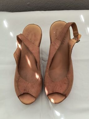 Kork-Ease Women's Open-Toe Slingback Wedge Sandals in Brown